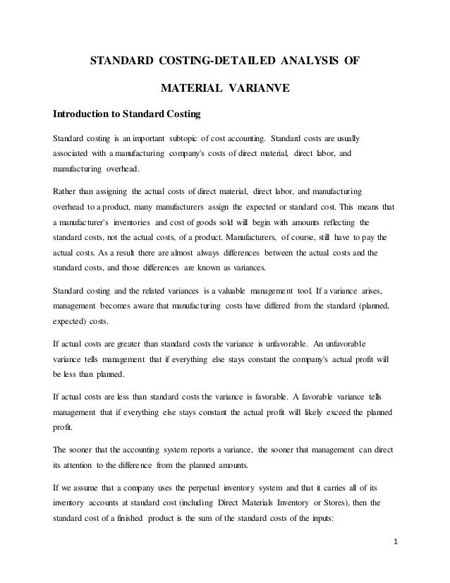 Standard Costing Pdf